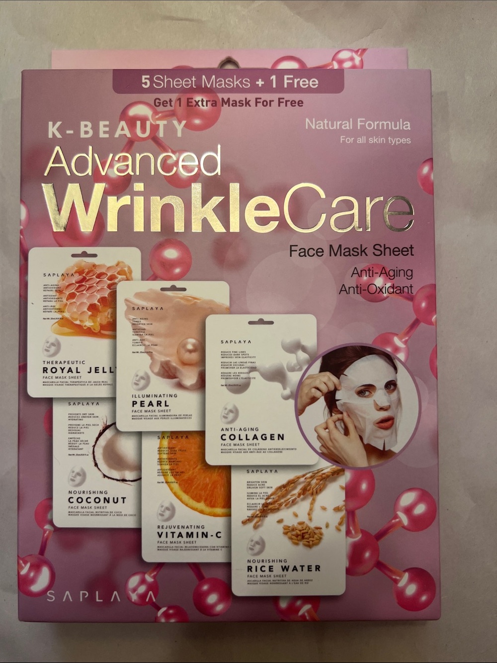 Saplaya K-Beauty Advanced Wrinkle Care Face Mask Sheet – 6 masks